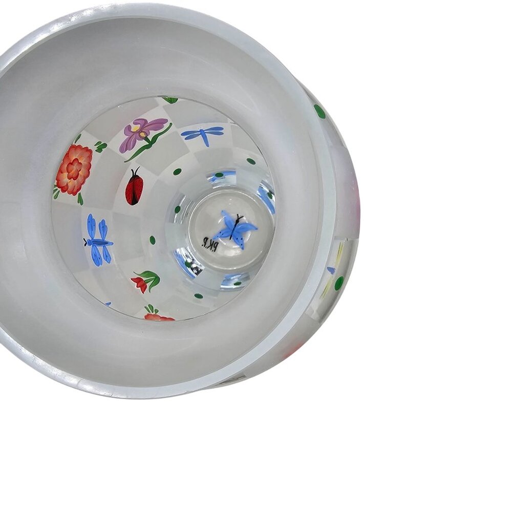 Lenox Nature's Splendor Handpainted Glass Vase Flowers Insects w/Box Signed - Picture 5 of 16